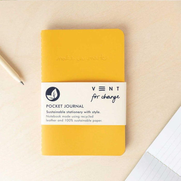 Recycled Leather & Paper Journal - A6 - Yellow