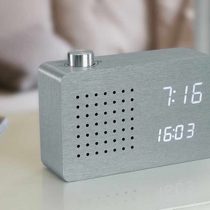 aluminium digital radio alarm clock at designist dublin