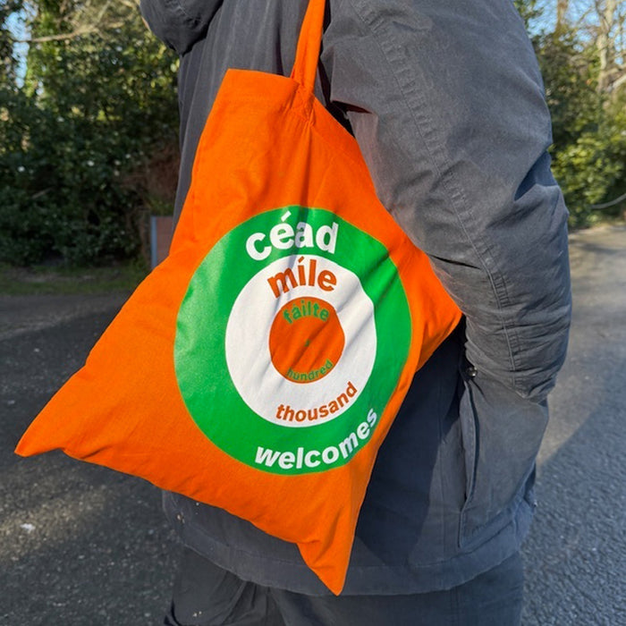 Céad Míle Fáilte tote bag in Irish tricolour colours by designist