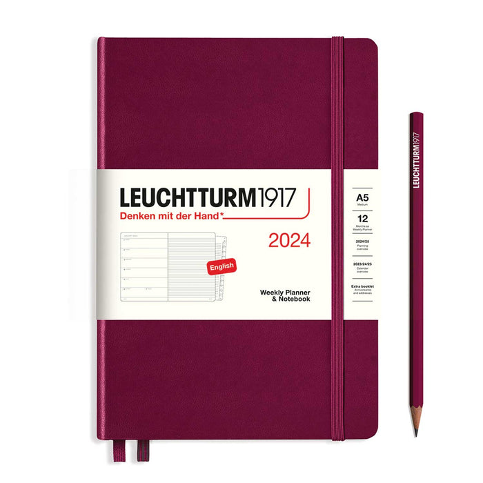2024 Weekly Planner and Notebook - A5 - Port Red