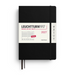 A Leuchtturm1917 2027 daily planner in matte black with a white paper band around the middle, shown on a clean white background.