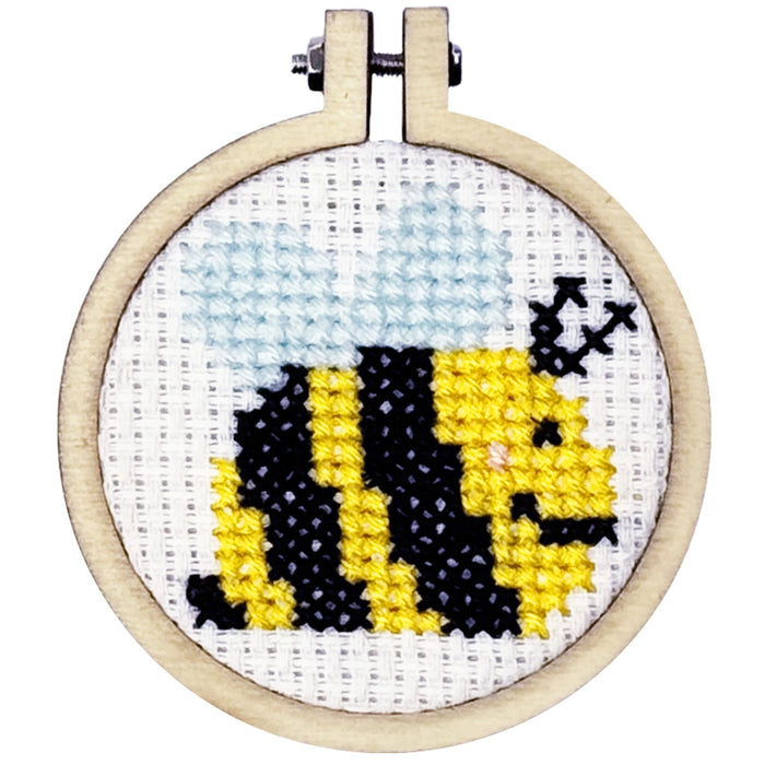 Bee Happy Mini Cross Stitch Keyring Kit