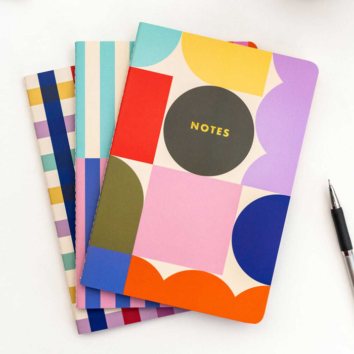 Set of 3 A5 slim Notebooks with bold, eye-catching designs