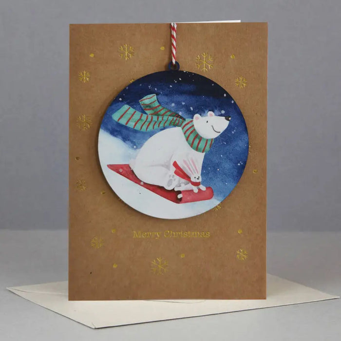 Wooden Ornament Card - Polar Bear