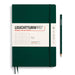 b5 dotted notebook with green cover and elastic band and green pencil to right