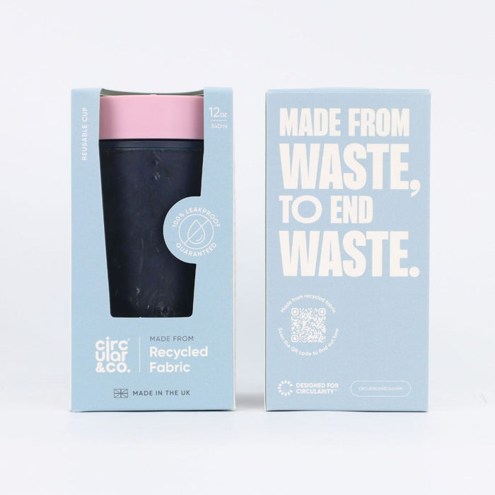 12oz Reusable Fabric Coffee Cup -Dusty Pink