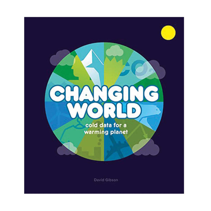 Changing World book cover with blue backgroud and yellow sun