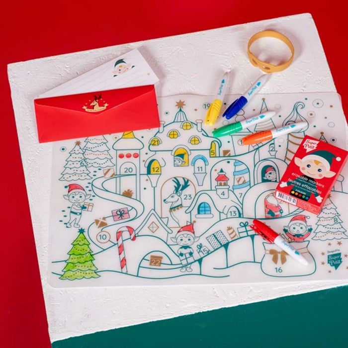 Reusable Colouring Placemat - Christmas Village