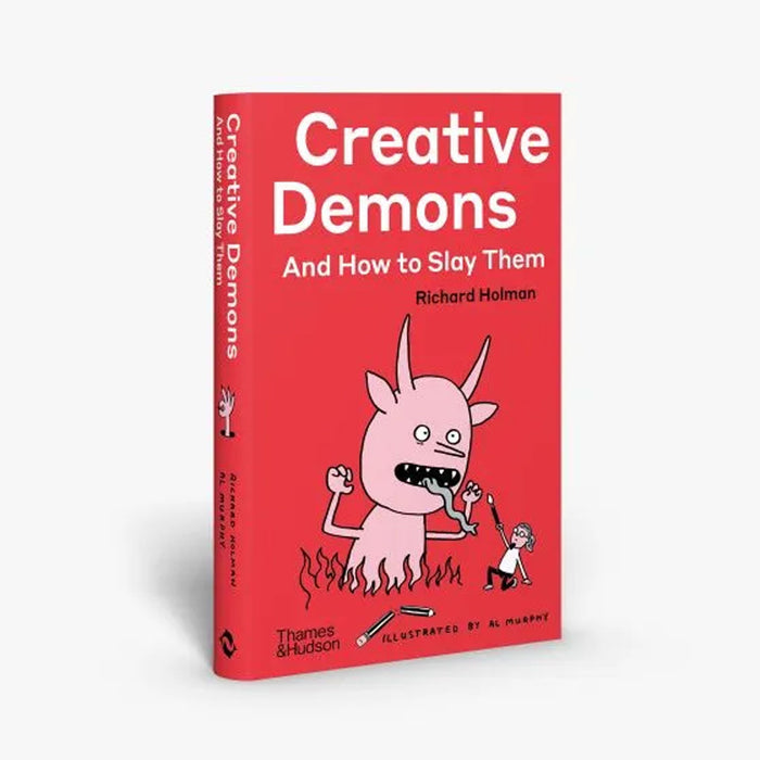 Creative Demons and How to Slay Them. Red book cover with pink demon sticking its tongue out and with text