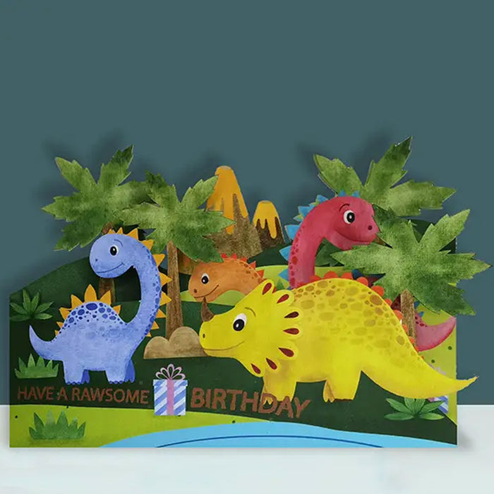 Dinosaurs Kids Paper Cut Card