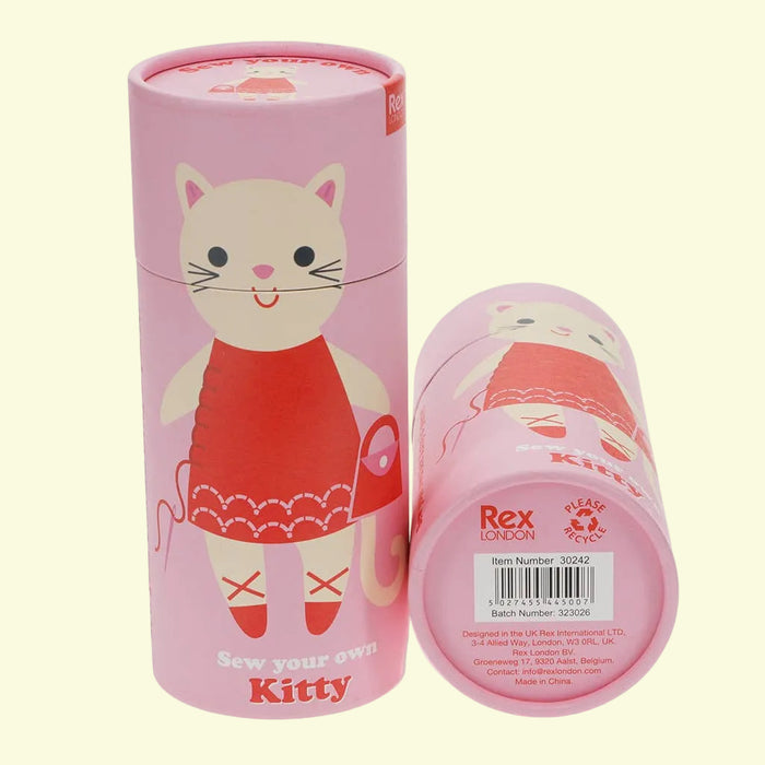 Pink cylindrical packaging with a cartoon cat design and 'Rex London' branding.