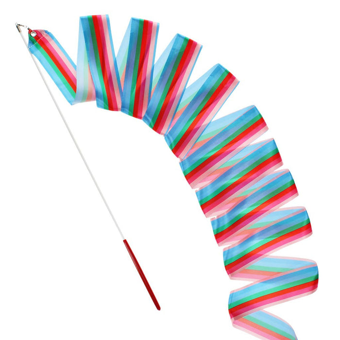 Colorful ribbon on a stick against a white background