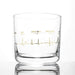 glass whiskey tumbler with gold foil heartbeat pattern on outside