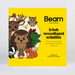 A bright yellow poster set cover titled 'Beam create & educate' and 'irish woodland wildlife' featuring cartoon illustrations of a deer, owl, hedgehog, badger, robin, squirrel, and mushroom on a light gray background.