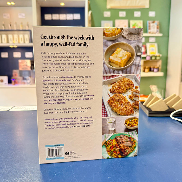 Book cover with text and images of food on a table