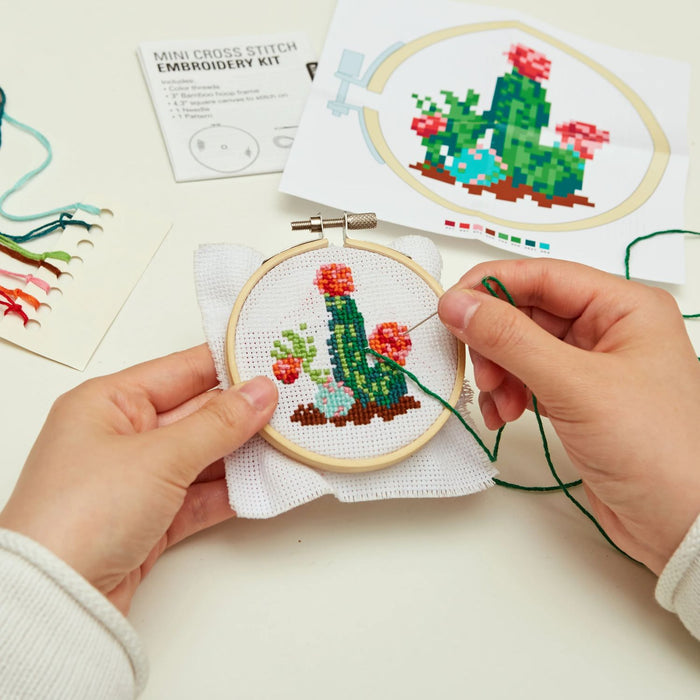 Mini Cross Stitch Embroidery Kit - Cactus