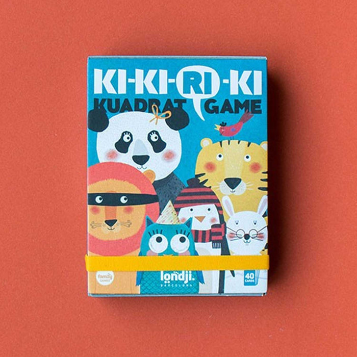 ki ki ri ki card game box with 6 cartoon animals on the cover and yellow strap band
