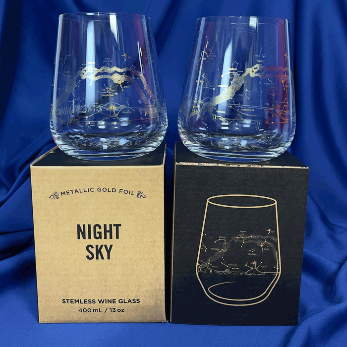 'Lets Celebrate' Wine Glass Pair - Night Sky