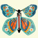 Colorful butterfly-shaped toy with floral patterns on a white background
