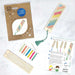 STITCHED TASSEL BOOKMARK SET WITH TWO WOODEN BOOKMARKS SEVEN COLOURED THREADS AND SHEET INSTRUCTIONS
