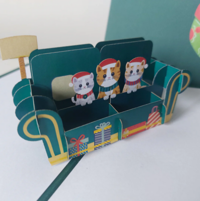 Christmas Kittens -  Pop Up Card