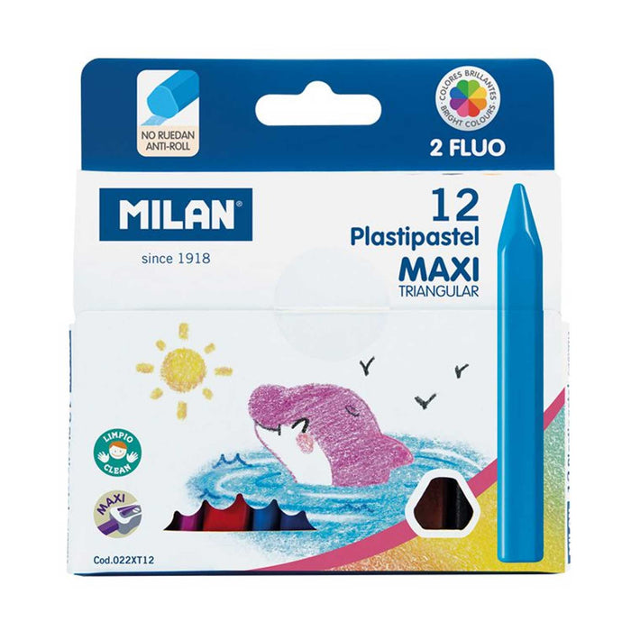 Pack of Milan pastel crayons with a whale illustration on a white background
