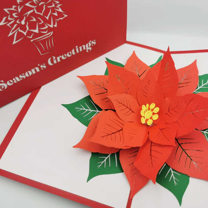 Poinsettia - Season's Greetings  Pop Up Card