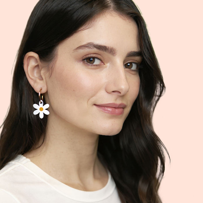 Wooden Earrings - Bee & Flower