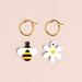 Wooden Earrings - Bee & Flower