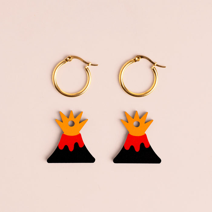 Wooden Earrings - Volcanoes