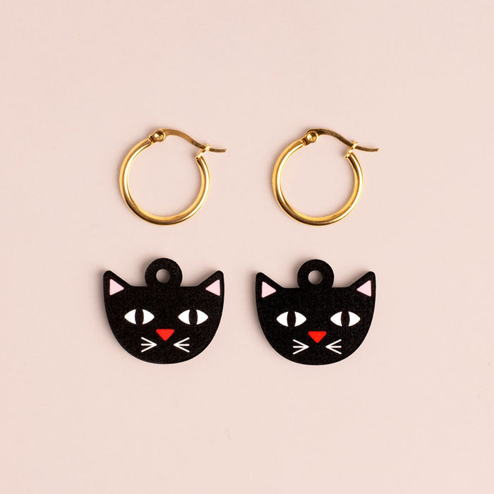 Wooden Earrings - Cats