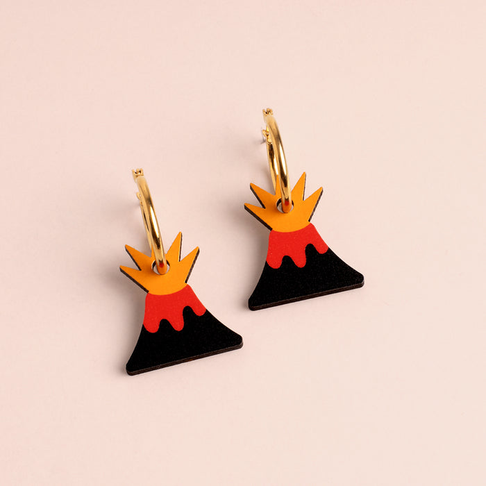 Wooden Earrings - Volcanoes