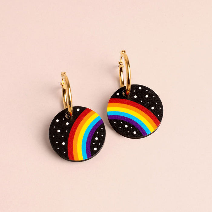 Wooden Earrings - Rainbow