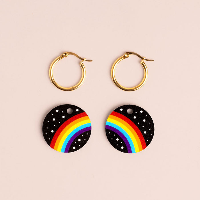 Wooden Earrings - Rainbow