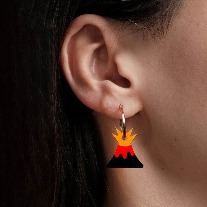 Wooden Earrings - Volcanoes