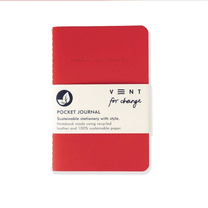 Recycled Leather & Paper Journal - A6 - Red