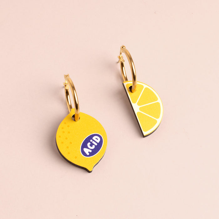 Wooden Earrings - Lemon