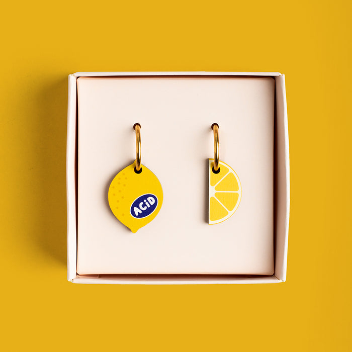 Wooden Earrings - Lemon