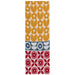Patterned scarf with yellow, blue, and red floral designs on a white background