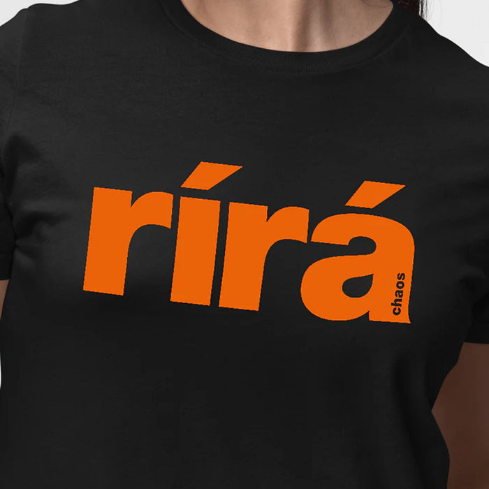 Rira Black T-shirt With Orange Print