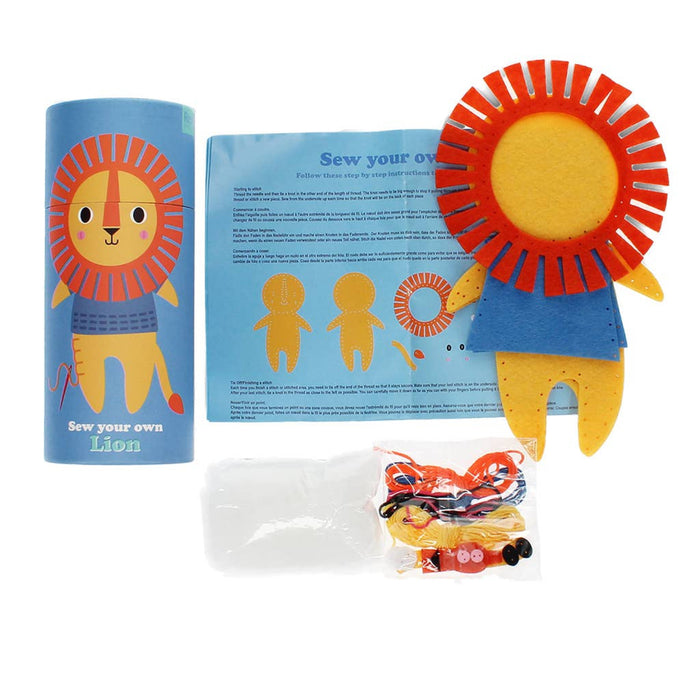 Children's craft kit with lion design on a white background