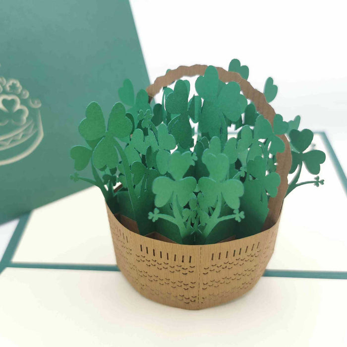 Shamrock Basket Pop Up Card