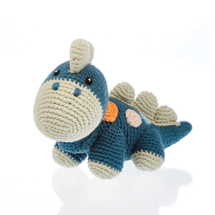 Steggi the Dinosaur rattle toy - petrol blue