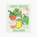 Book cover of 'Very Good Salads' with illustrations of vegetables on a light background