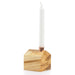 wooden house shaped candle holder with copper chimney holder a white candle