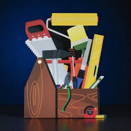 Illustration of a toolbox with various tools on a dark background