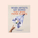 When Artists Get bored grey book cover with hand throwing a blue paper plane with white clouds print