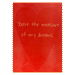 red card with heart and white text on the front, in front of a white  background