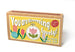 Cross stitch mini kit packaging with floral design and text on a white background