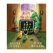 Illustrated book cover for 'A Day Off School' by Oliver Jeffers and Kevin Waldron, showing a child sitting in front of a television with a cat on the floor in a warmly lit room.